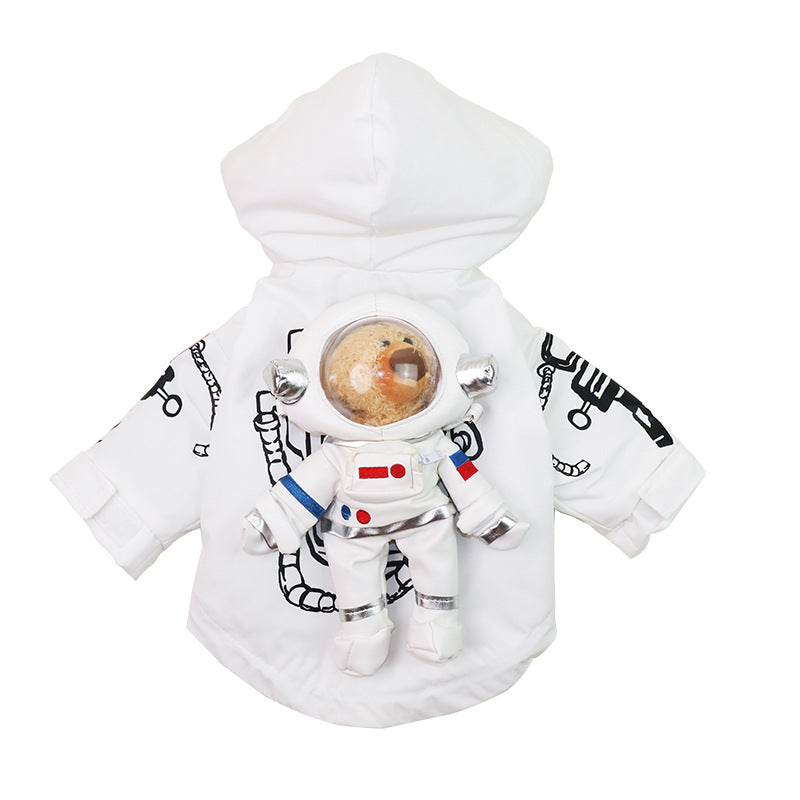 KFX-1830845 Cosmic Adventure Padded Jacket for Pets - Teddy Bear Design in Black and White