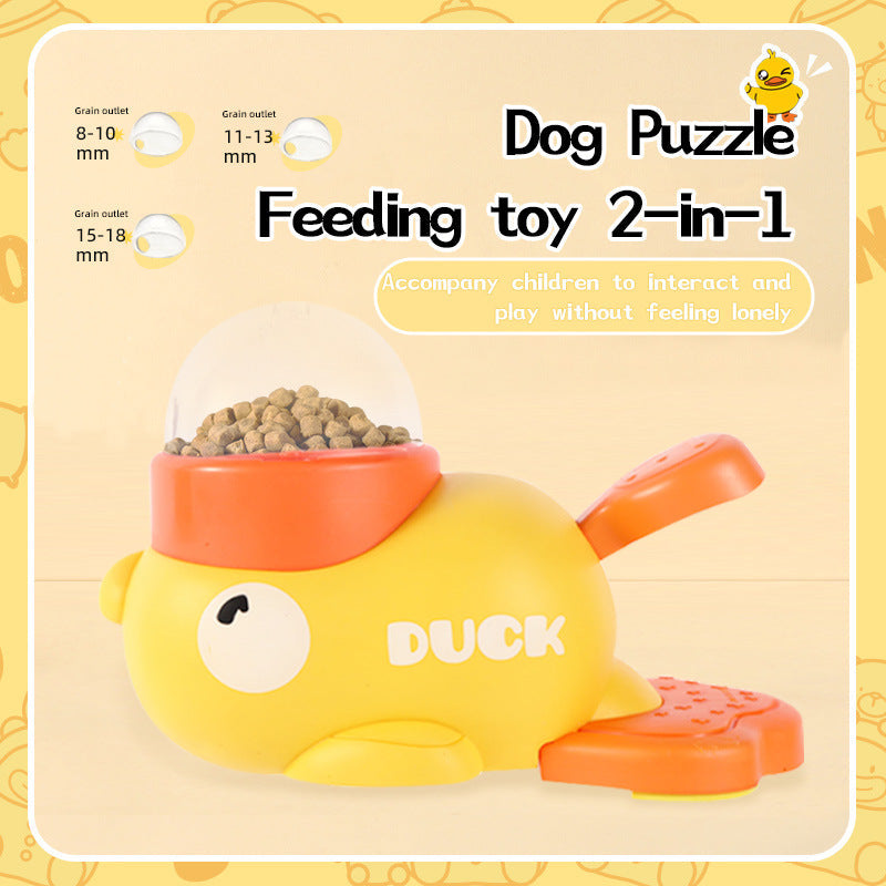 KFX-1831101 Interactive Dog Puzzle Feeder with Cartoon Duck Design - Anti-Slip Treat Dispenser for Training and Play