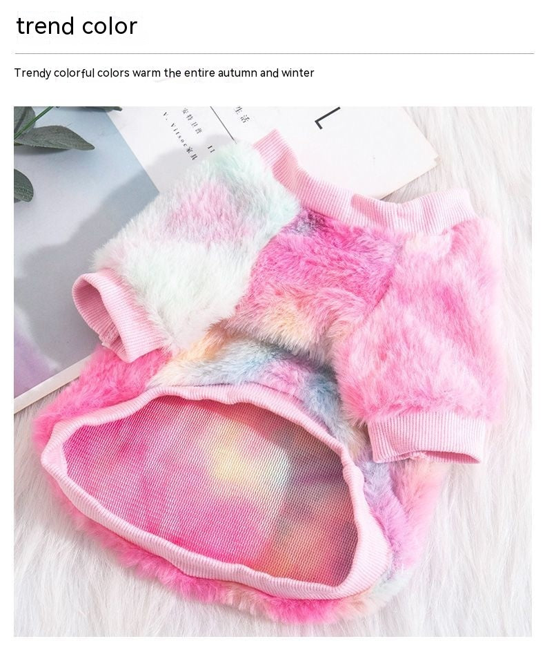 KFX-1832637 Colorful Autumn and Winter Plush Pet Clothes for Cats, XS to L Size Options