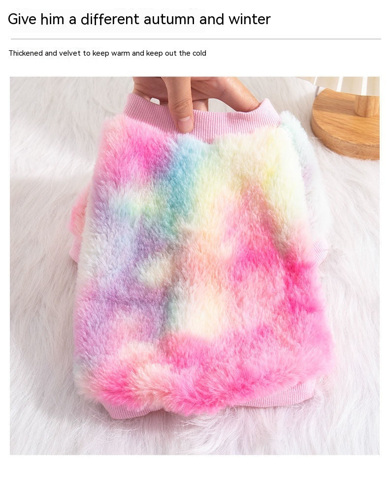 KFX-1832637 Colorful Autumn and Winter Plush Pet Clothes for Cats, XS to L Size Options