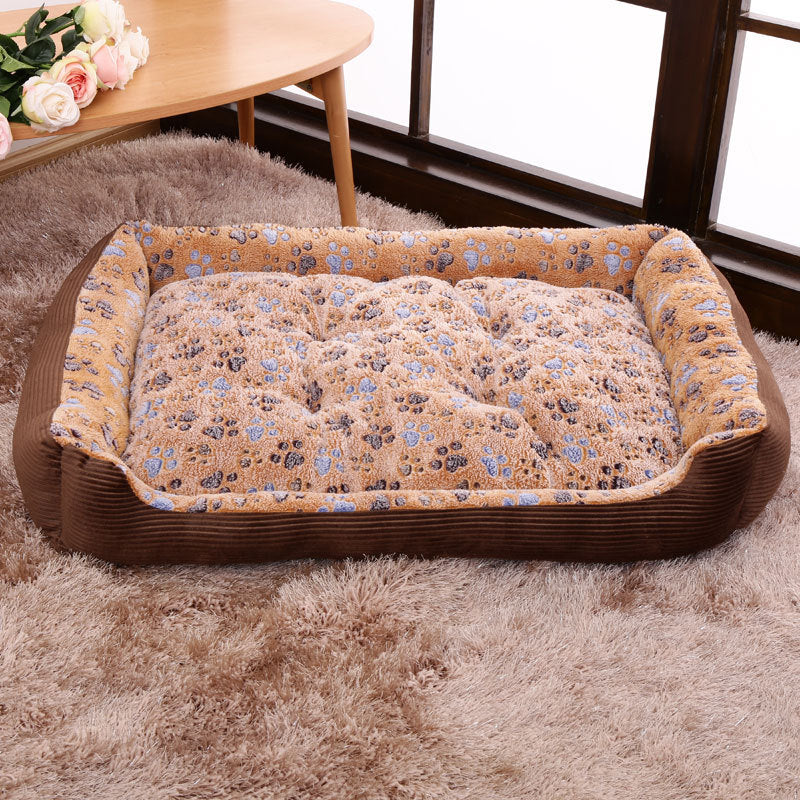 KFX-1834301 Cozy Flannel and Corduroy Pet Nest Bed for Cats and Dogs - XXS Size 45*31*15cm