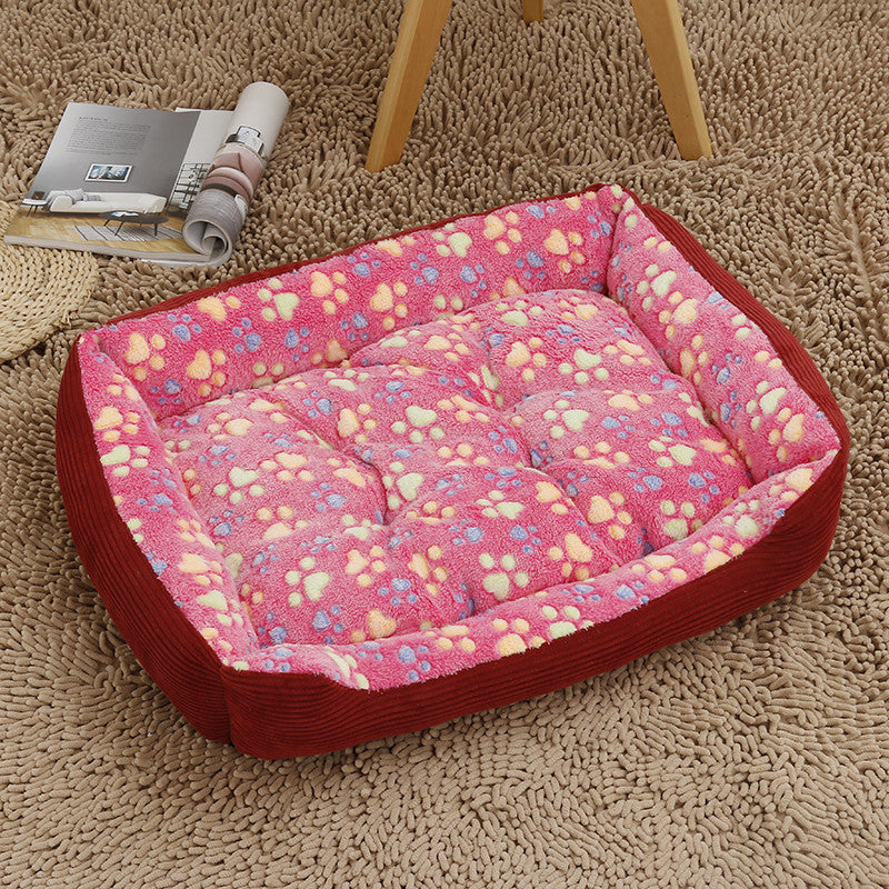 KFX-1834301 Cozy Flannel and Corduroy Pet Nest Bed for Cats and Dogs - XXS Size 45*31*15cm