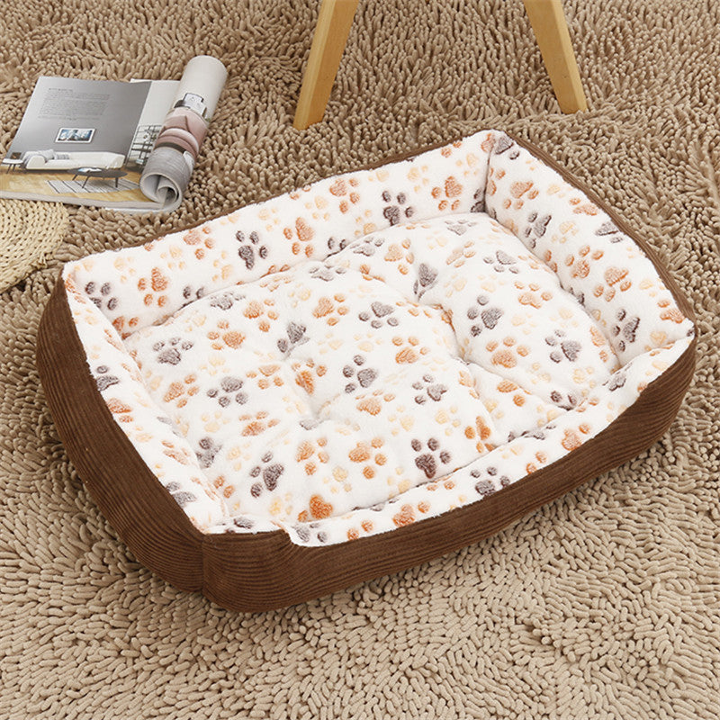 KFX-1834301 Cozy Flannel and Corduroy Pet Nest Bed for Cats and Dogs - XXS Size 45*31*15cm