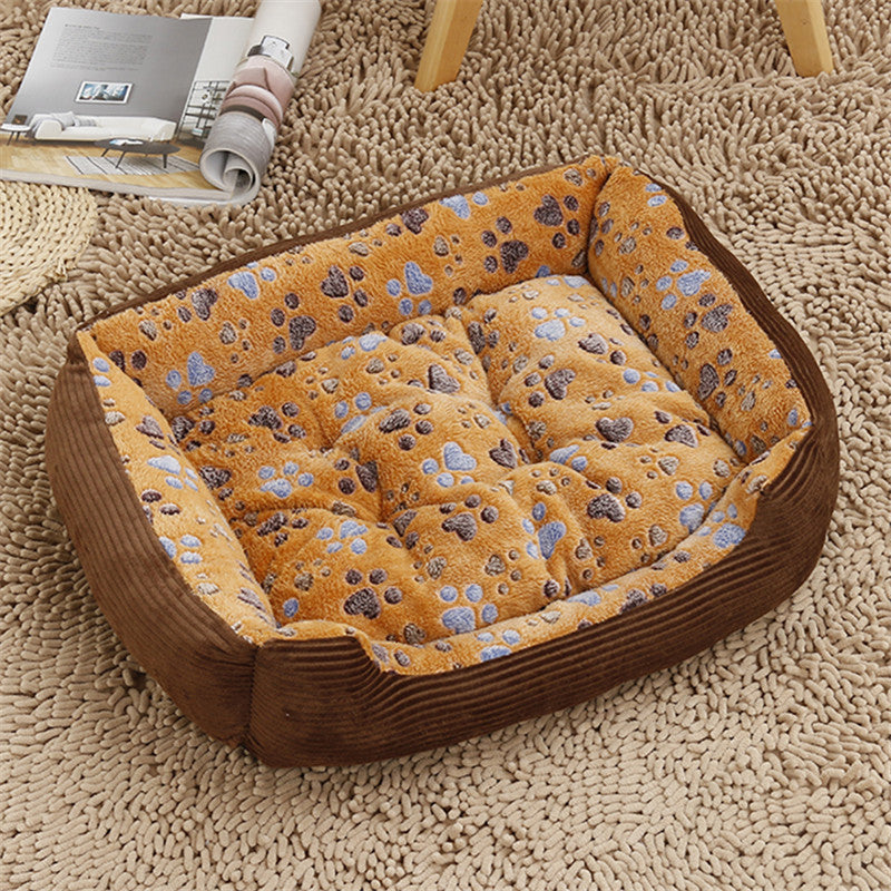 KFX-1834301 Cozy Flannel and Corduroy Pet Nest Bed for Cats and Dogs - XXS Size 45*31*15cm