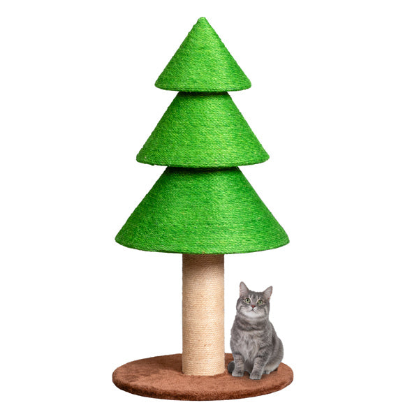 KFX-1835709 Christmas Tree Cat Scratcher Tower – 31.5in Indoor Cat Scratching Post with Sisal and Fleece Base