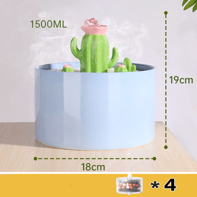 KFX-1836093 Ceramic Automatic Cat Drinking Fountain with Silent Pump and Constant Temperature Heating