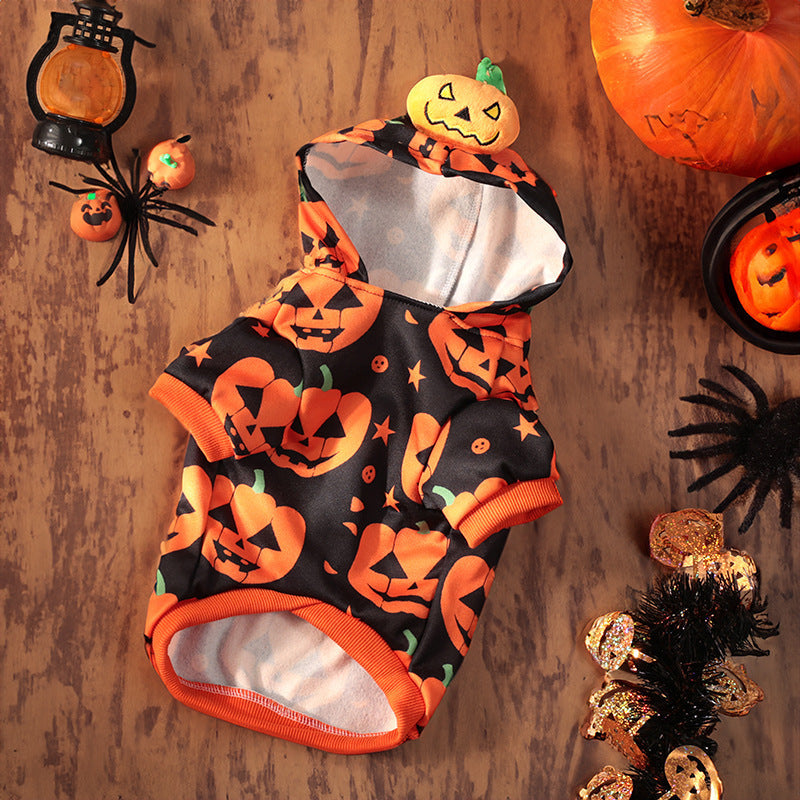 KFX-1836605 Classic Halloween Pumpkin Skirt Costume for Dogs and Cats - Crystal Velvet Pet Clothing
