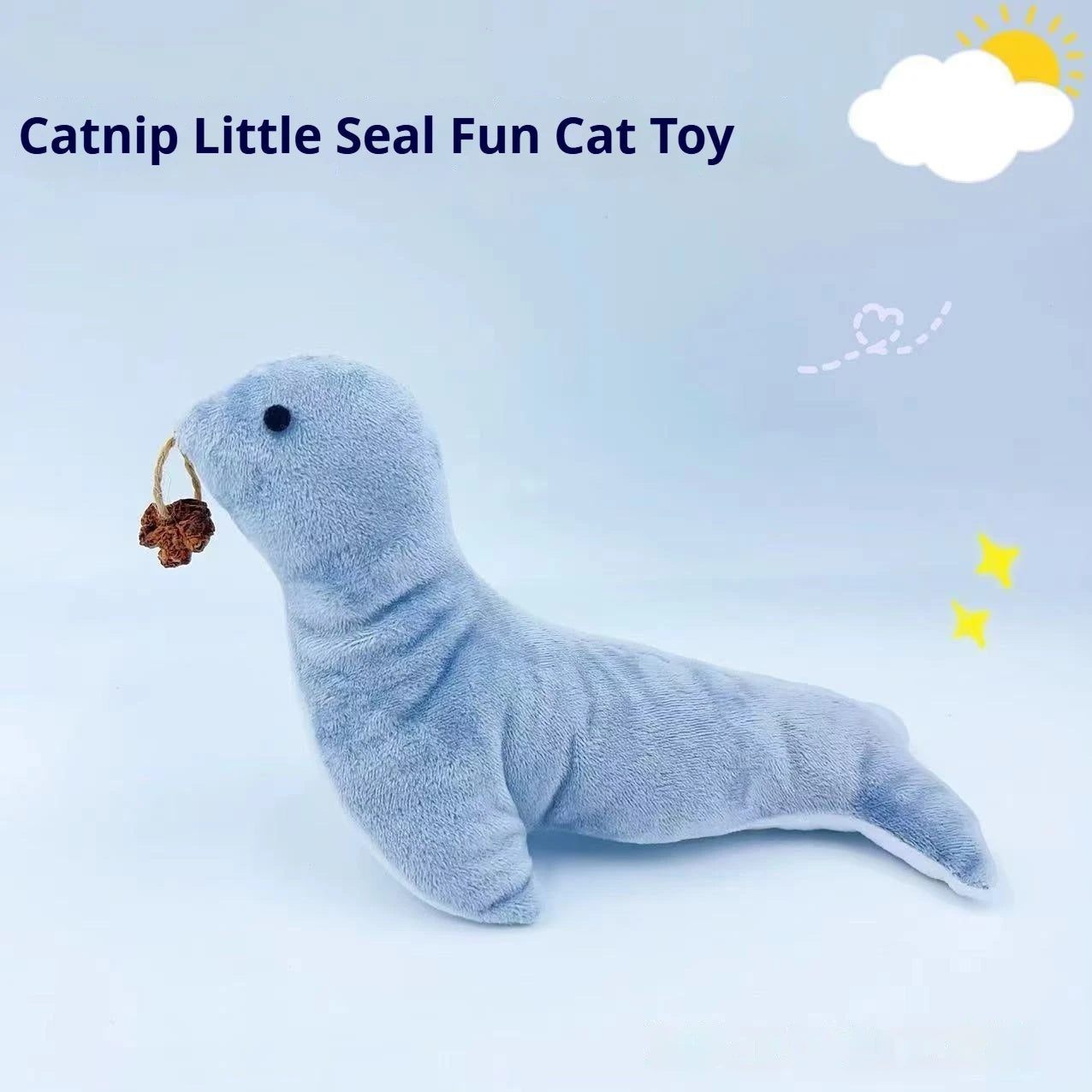 KFX-1843261 Cat Plush Sea Lion Toy with Bell Sound, Catnip & Dental Grinding Features