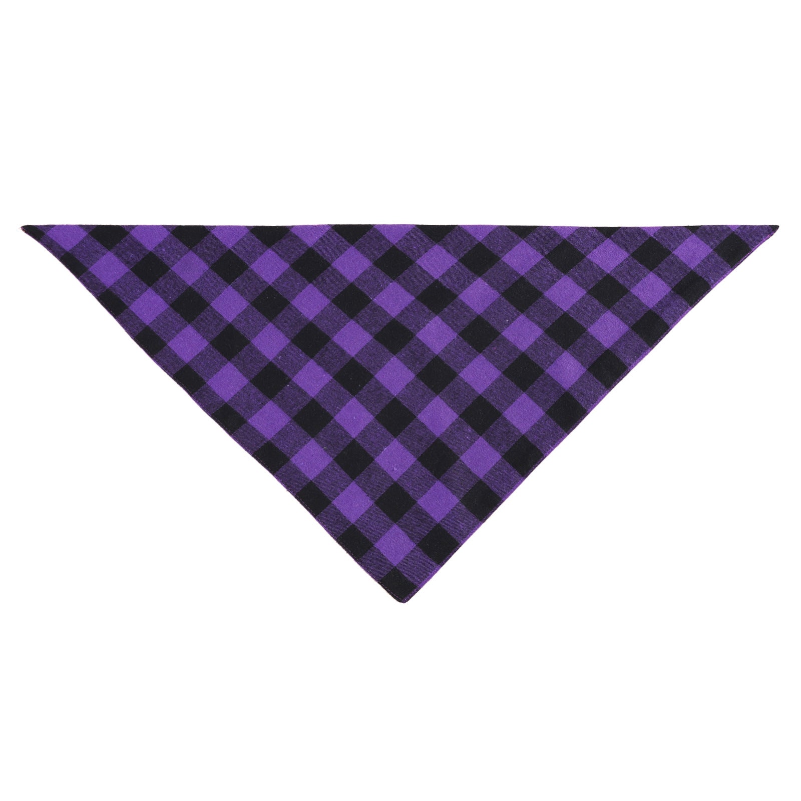 KFX-1843389 Check Pattern Cotton Triangle Scarf for Pets - Winter Wear in Purple Black, Orange Black, Orange White