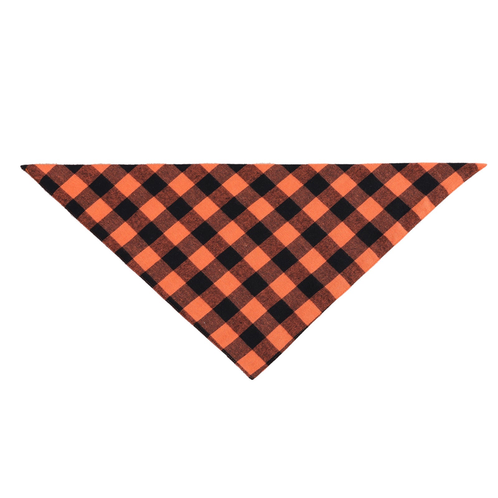 KFX-1843389 Check Pattern Cotton Triangle Scarf for Pets - Winter Wear in Purple Black, Orange Black, Orange White