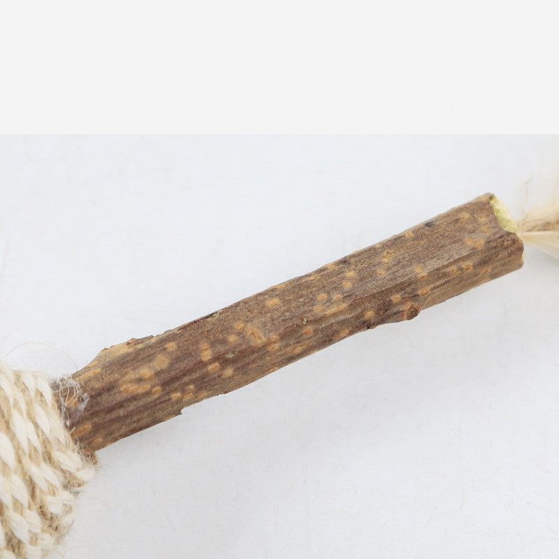 KFX-1844413 Cat Toy with Feather, Hemp Rope, and Wooden Ball for Nibbling and Play