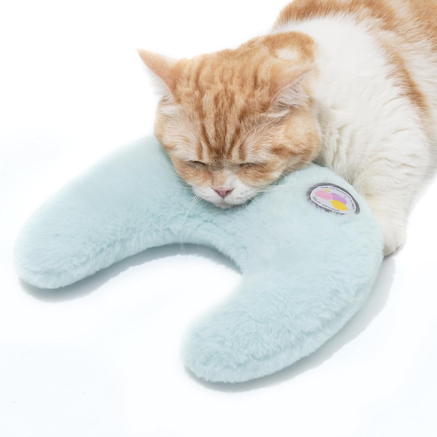 KFX-1845437 Orthopedic U-Shaped Cat Pillow for Joint Relief and Comfortable Sleep, 10.6x9.8 Inch Fluffy Support in Blue