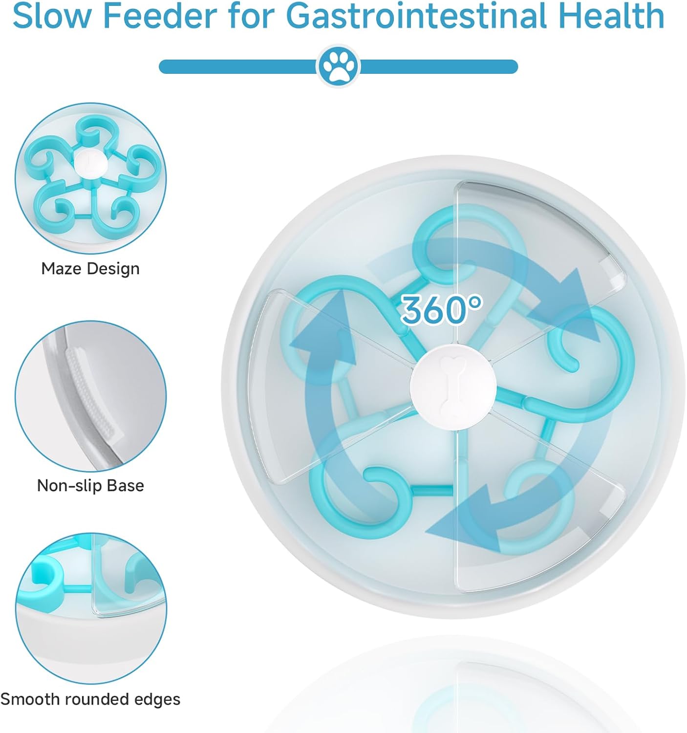 KFX-1845949 Interactive Slow Feeder Dog Bowl with Maze Design for Healthy Eating Habits