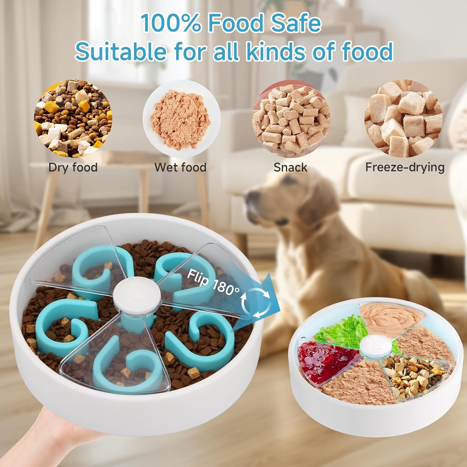 KFX-1845949 Interactive Slow Feeder Dog Bowl with Maze Design for Healthy Eating Habits