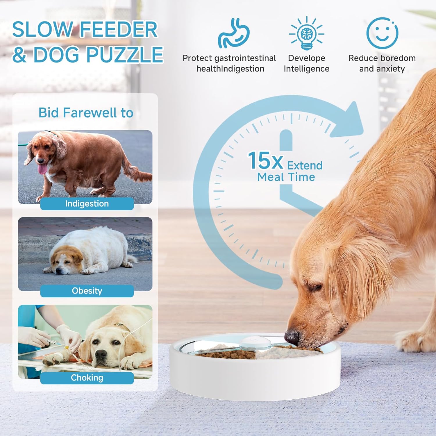KFX-1845949 Interactive Slow Feeder Dog Bowl with Maze Design for Healthy Eating Habits