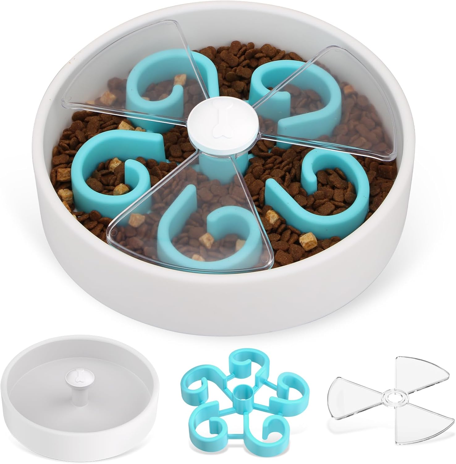 KFX-1845949 Interactive Slow Feeder Dog Bowl with Maze Design for Healthy Eating Habits