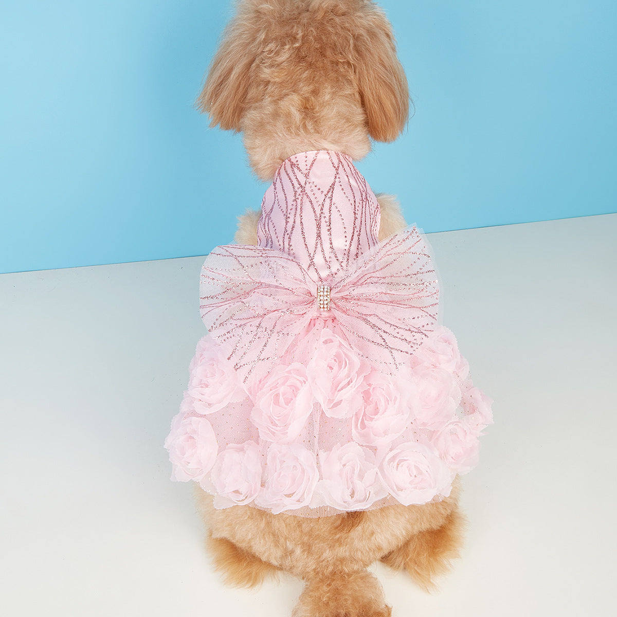 KFX-1846333 Elegant Dog Wedding Dress Skirt in White and Pink, XS-XL, Polyester Material, Perfect for Special Occasions