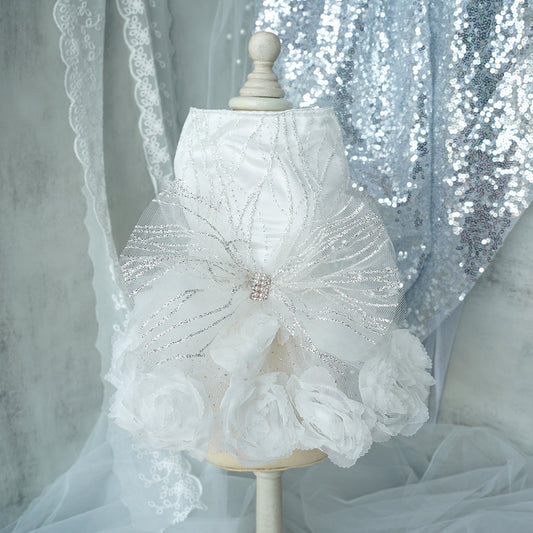 KFX-1846333 Elegant Dog Wedding Dress Skirt in White and Pink, XS-XL, Polyester Material, Perfect for Special Occasions