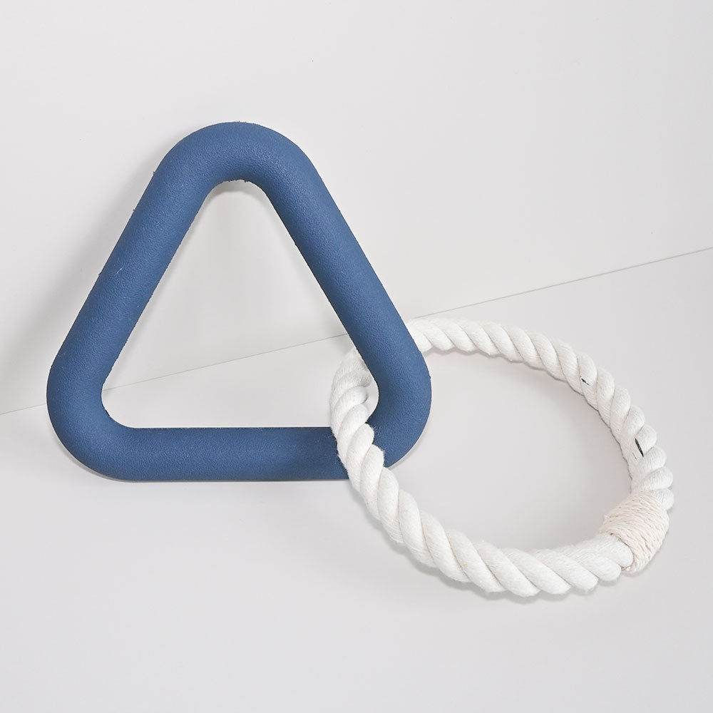 KFX-1846589 Triangle Tug-of-War Toy for Pets - Foam TPR Cotton Rope Molar Chew 13.5cm