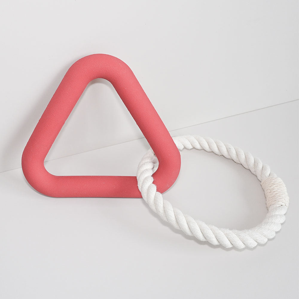 KFX-1846589 Triangle Tug-of-War Toy for Pets - Foam TPR Cotton Rope Molar Chew 13.5cm