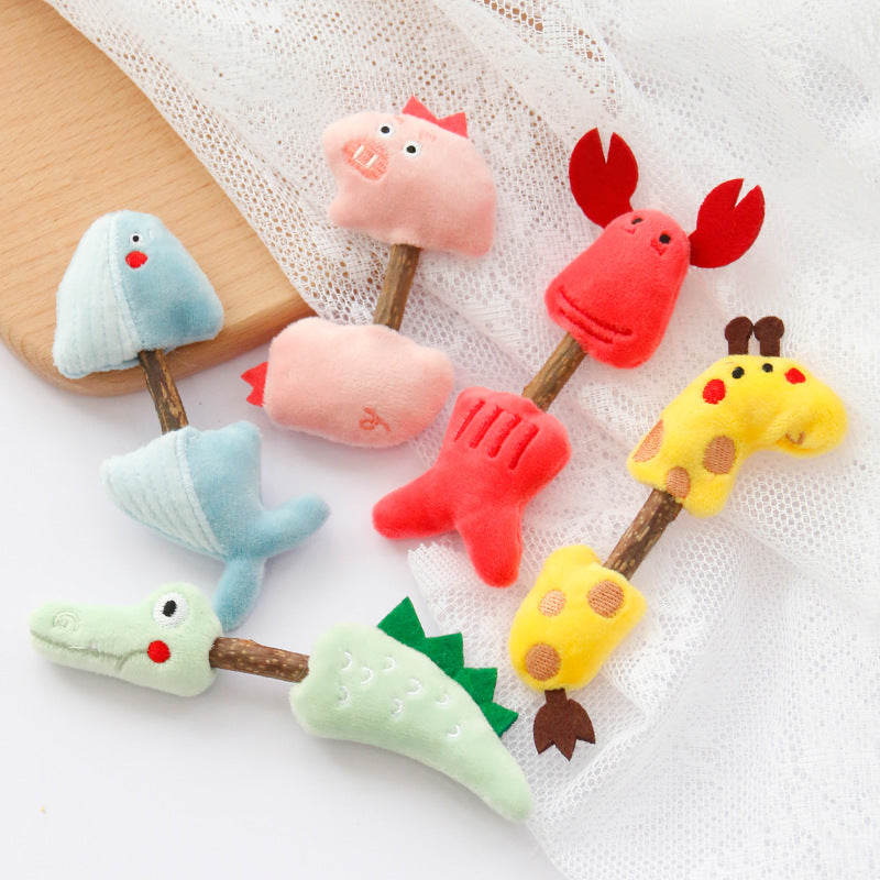 KFX-1847357 Molar Rod Cat Toys for Teeth Cleaning - Crocodile, Pig, Blue Whale, Giraffe, Crayfish Colors