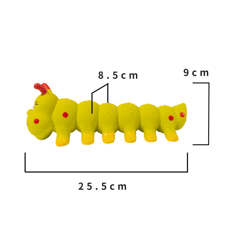 KFX-1849021 Caterpillar Rubber Dog Chew Toy for Small to Medium Dogs - Interactive Anxiety Relief Toy