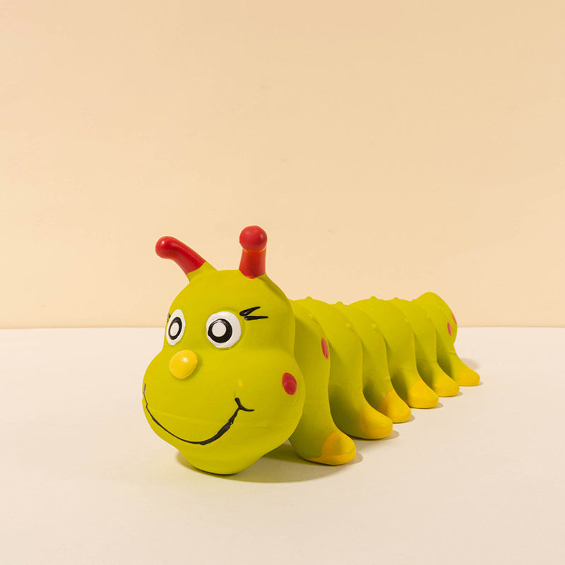 KFX-1849021 Caterpillar Rubber Dog Chew Toy for Small to Medium Dogs - Interactive Anxiety Relief Toy