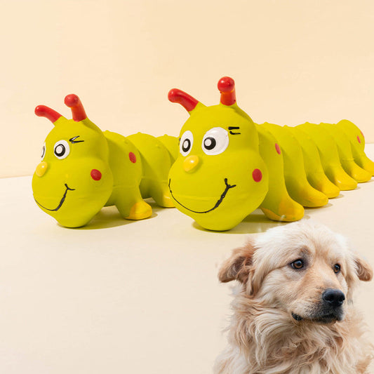 KFX-1849021 Caterpillar Rubber Dog Chew Toy for Small to Medium Dogs - Interactive Anxiety Relief Toy