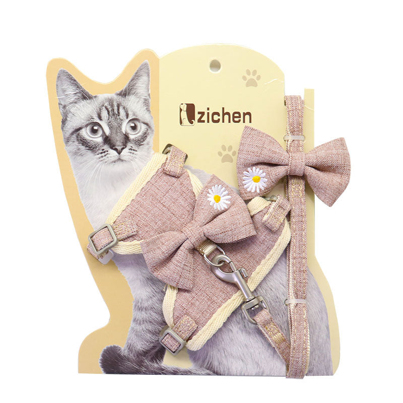 KFX-1850813 Adjustable Polyester Chest Harness with Traction Rope for Cats, Multiple Colors Available