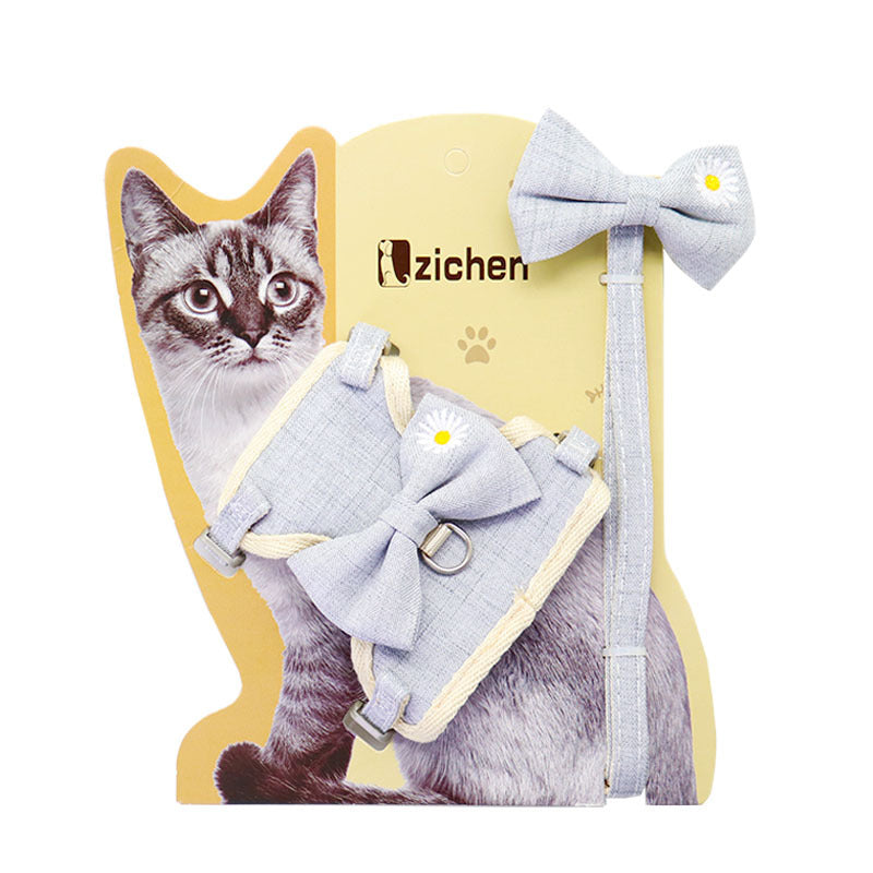 KFX-1850813 Adjustable Polyester Chest Harness with Traction Rope for Cats, Multiple Colors Available