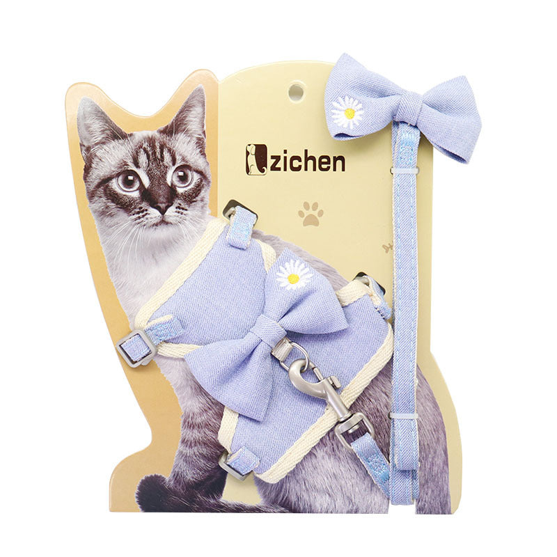 KFX-1850813 Adjustable Polyester Chest Harness with Traction Rope for Cats, Multiple Colors Available