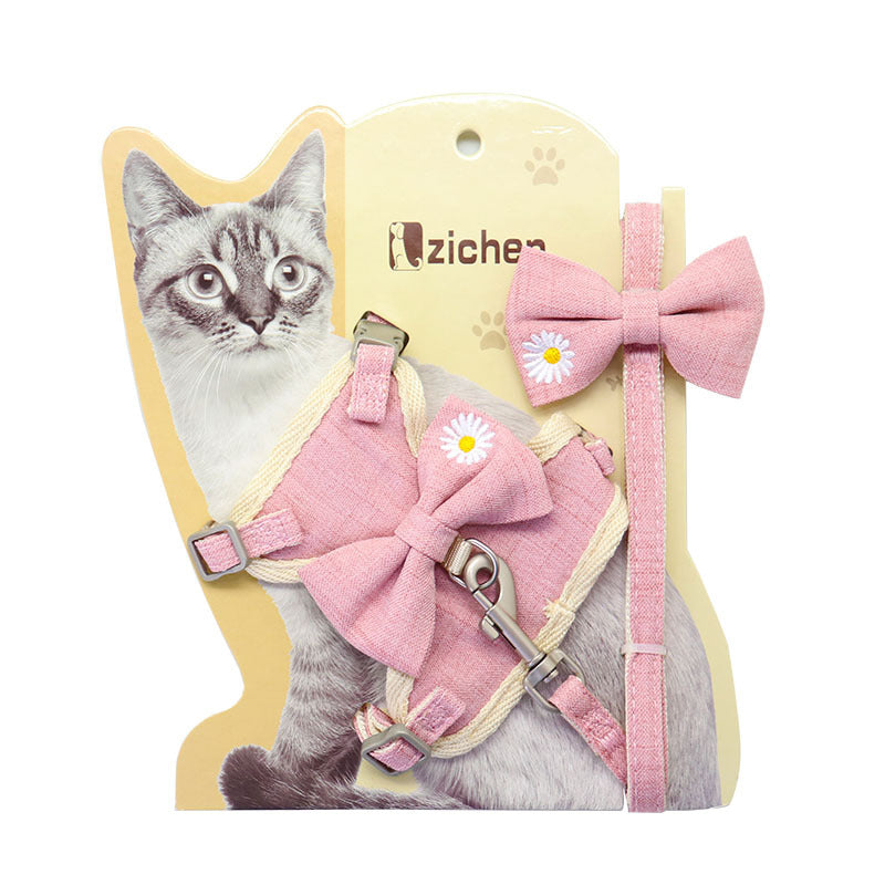 KFX-1850813 Adjustable Polyester Chest Harness with Traction Rope for Cats, Multiple Colors Available