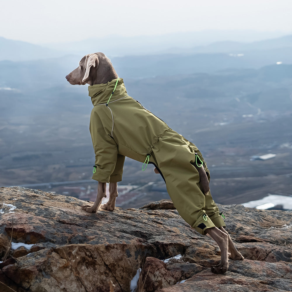 KFX-1851197 Windproof Turtleneck Jacket for Large Dogs - Keep Warm in Style, Available in Turmeric and Army Green