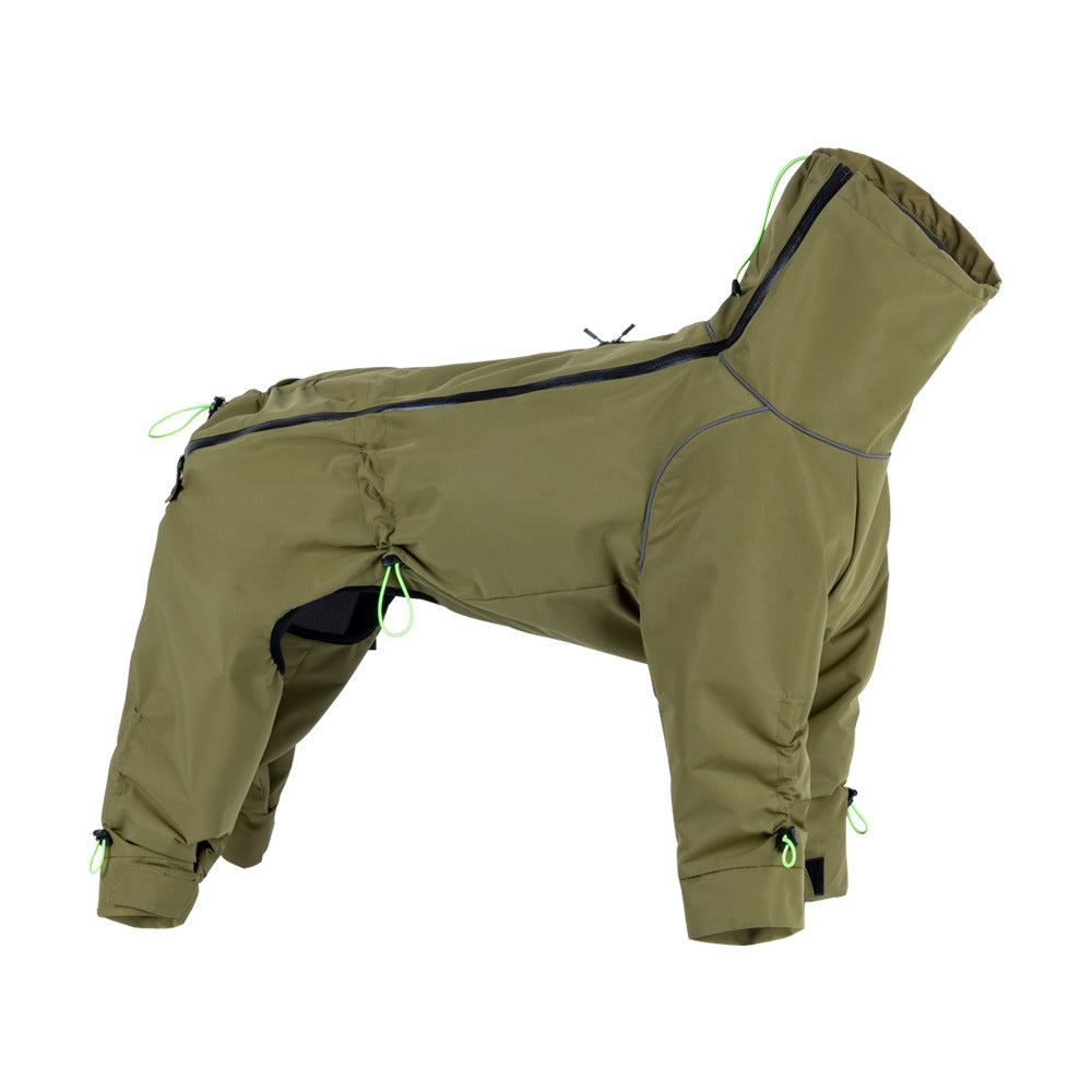 KFX-1851197 Windproof Turtleneck Jacket for Large Dogs - Keep Warm in Style, Available in Turmeric and Army Green