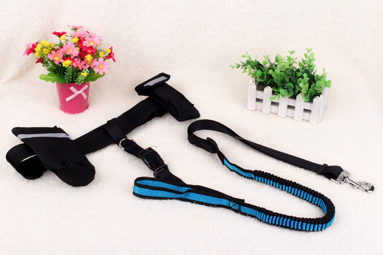 KFX-1851325 Cushioned Stretch Nylon Dog Leash with Hands-Free Design and Extra Storage Ring