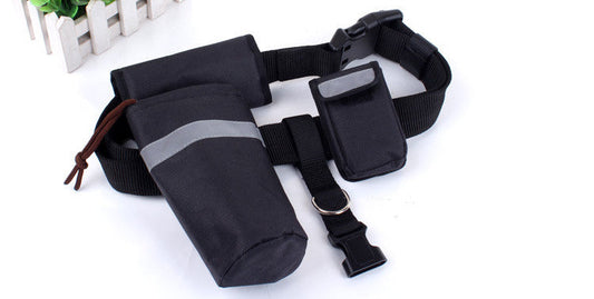 KFX-1851325 Cushioned Stretch Nylon Dog Leash with Hands-Free Design and Extra Storage Ring