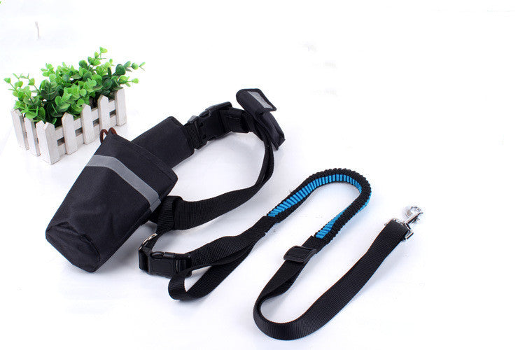 KFX-1851325 Cushioned Stretch Nylon Dog Leash with Hands-Free Design and Extra Storage Ring