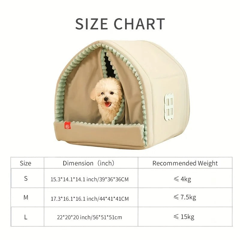 KFX-1851581 Cozy Winter Dog House with Double Door Curtain - Available in Small, Medium, and Large Sizes