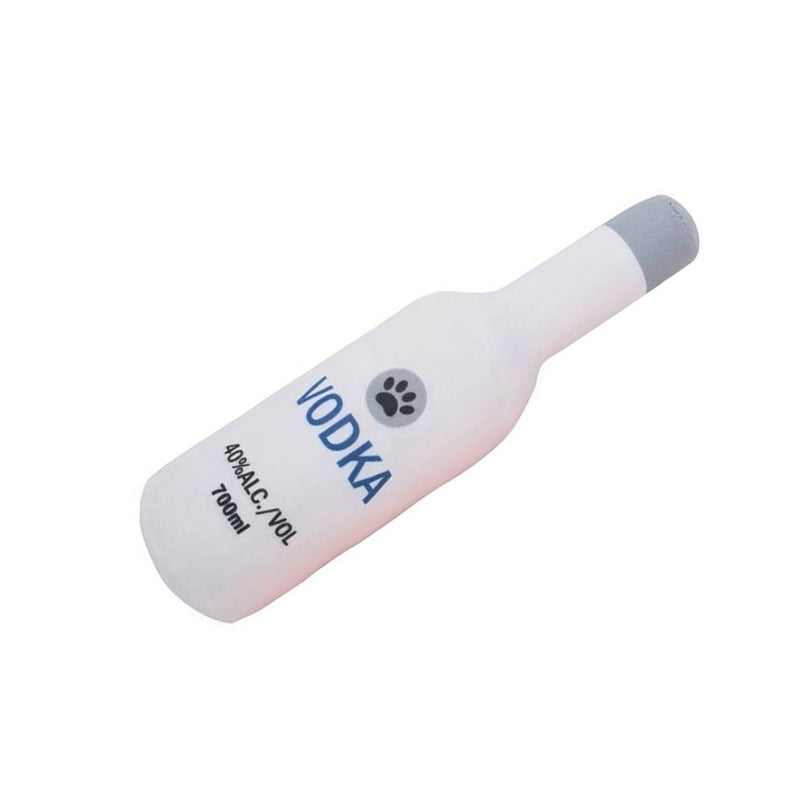 KFX-1852349 Plush Wine Bottle Pet Toy in Various Colors for Dog Fun