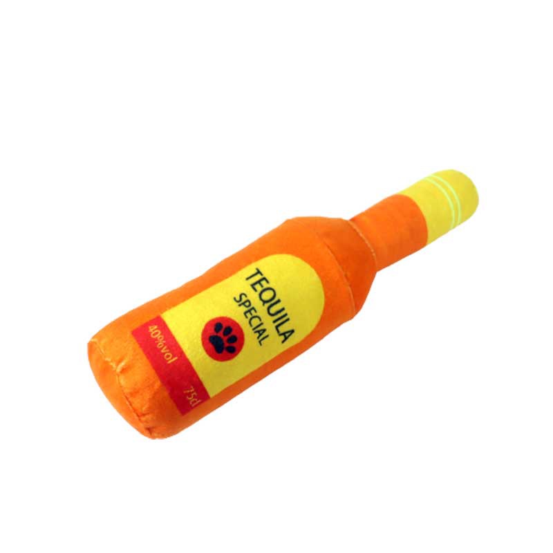 KFX-1852349 Plush Wine Bottle Pet Toy in Various Colors for Dog Fun