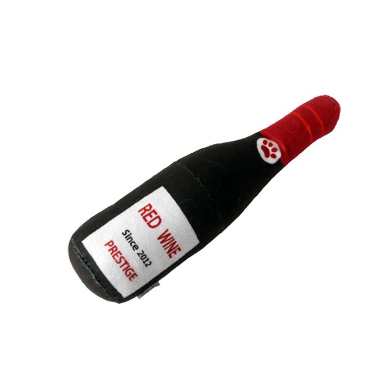 KFX-1852349 Plush Wine Bottle Pet Toy in Various Colors for Dog Fun