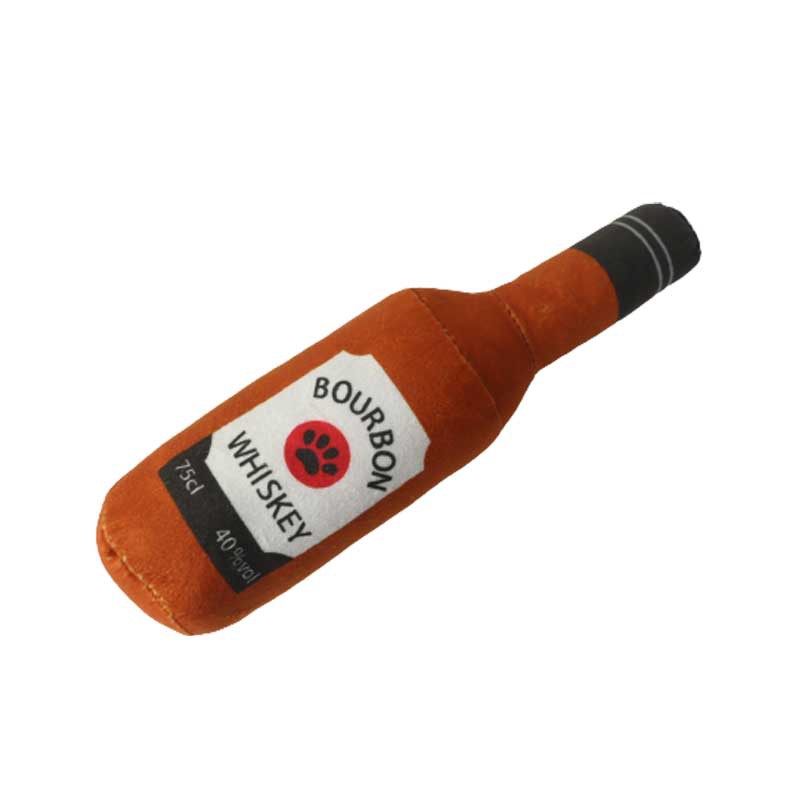 KFX-1852349 Plush Wine Bottle Pet Toy in Various Colors for Dog Fun