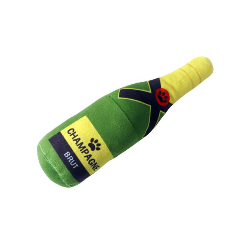 KFX-1852349 Plush Wine Bottle Pet Toy in Various Colors for Dog Fun
