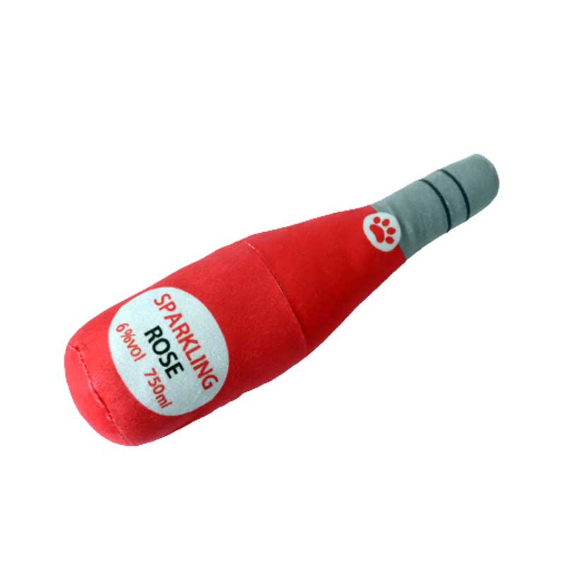 KFX-1852349 Plush Wine Bottle Pet Toy in Various Colors for Dog Fun