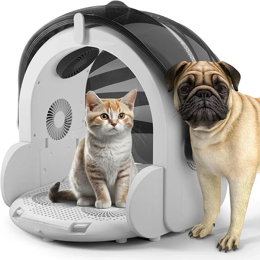 KFX-185299 Portable Hands-Free Pet Hair Dryer for Small and Medium Dogs and Cats - 500W Eco-Friendly Dryer Box