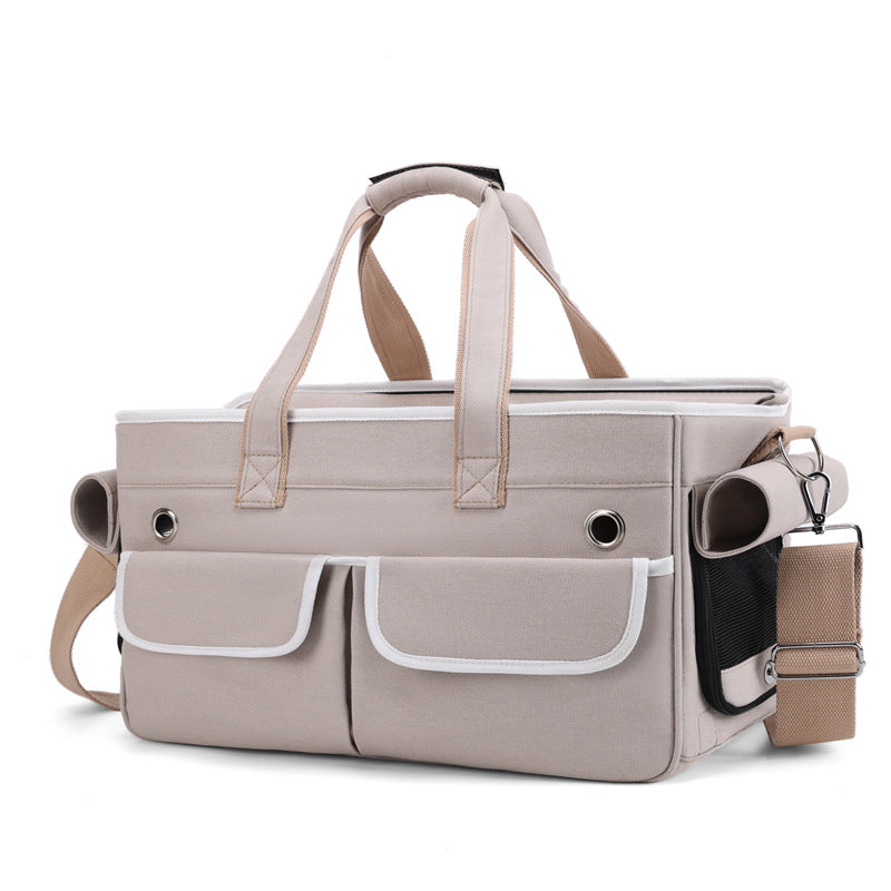 KFX-1853757 Portable Pet Backpack for Outdoor Use - Breathable, Medium-Hard Canvas Design with Large Capacity