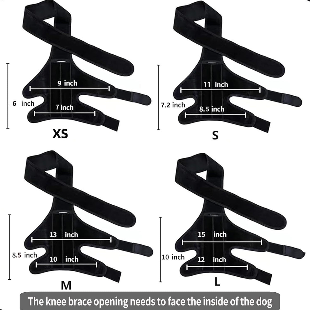 KFX-1854141 Dog Leg Injury Support Rehabilitation Belt - Black Polyester, Available in XS to L