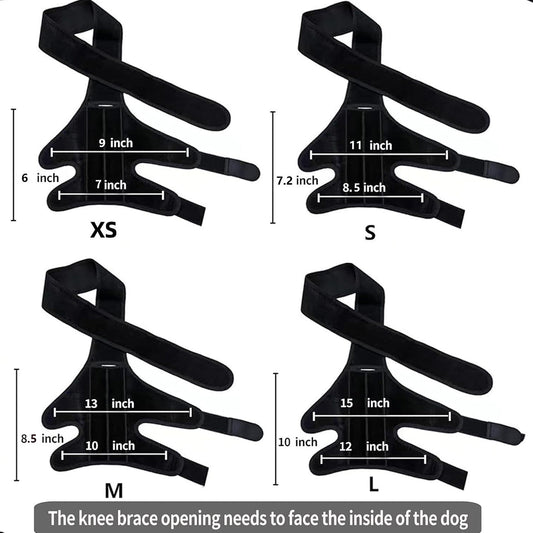 KFX-1854141 Dog Leg Injury Support Rehabilitation Belt - Black Polyester, Available in XS to L