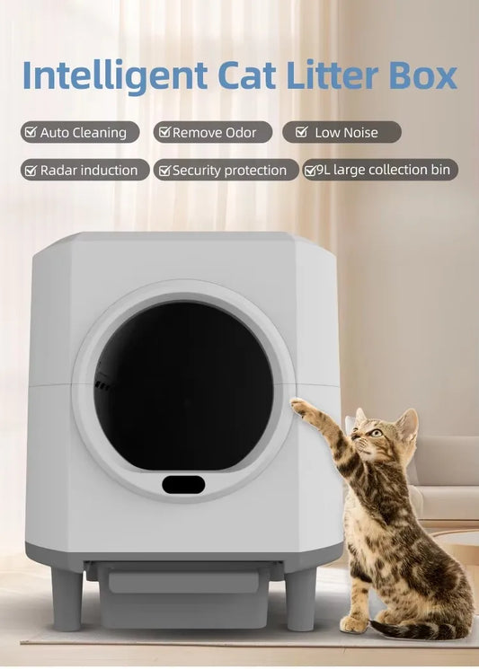 KFX-185491 Large Capacity Self-Cleaning Cat Litter Box with Smart App Control for Multiple Cats - 90L Total Closed Design