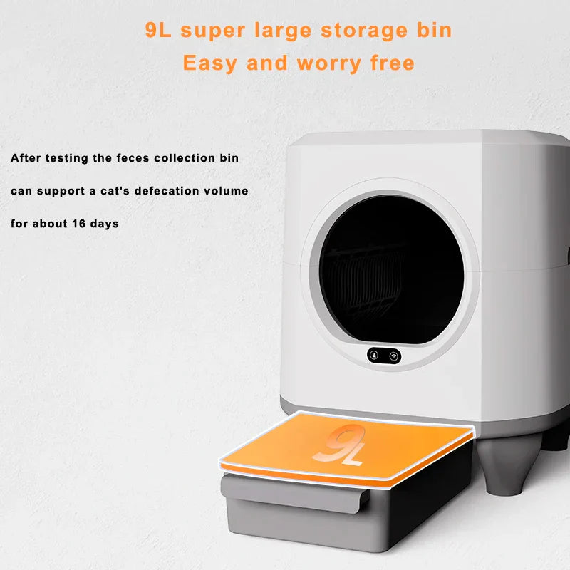 KFX-185491 Large Capacity Self-Cleaning Cat Litter Box with Smart App Control for Multiple Cats - 90L Total Closed Design